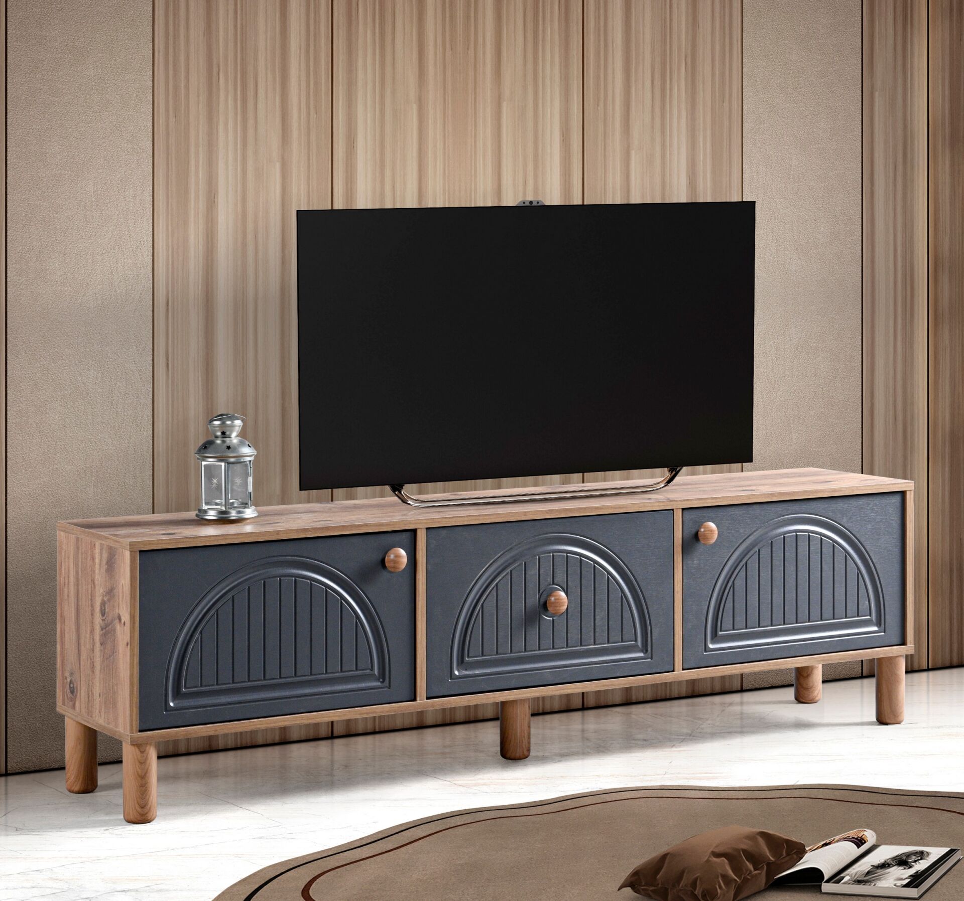 Aslan Bohem 180'lik Tv Sehpası Atlantik Çam - Antrasit TN0567