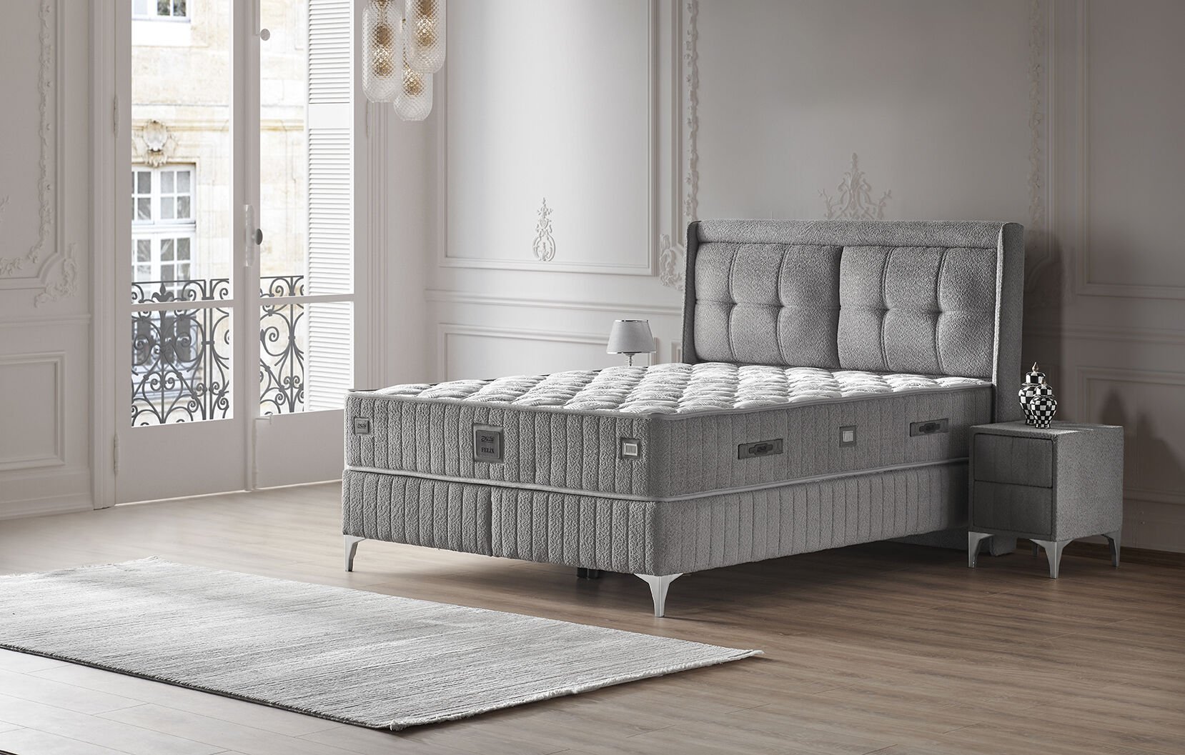 Felix 160x200 Çift Kişilik Yatak, Baza, Başlık Seti