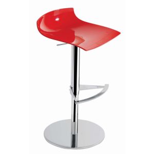X-treme B  Solid Kırmızı - Krom Kaplama Amortisörlü Metal Ayaklı Bar Sandalyesi PPT1556