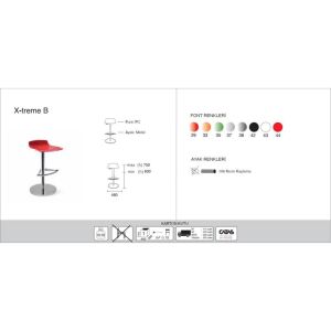 X-treme B  Solid Kırmızı - Krom Kaplama Amortisörlü Metal Ayaklı Bar Sandalyesi PPT1556