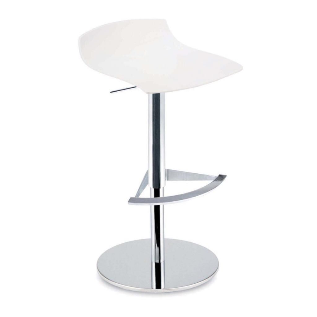 X-treme B  Solid Beyaz - Krom Kaplama Amortisörlü Metal Ayaklı Bar Sandalyesi PPT1558