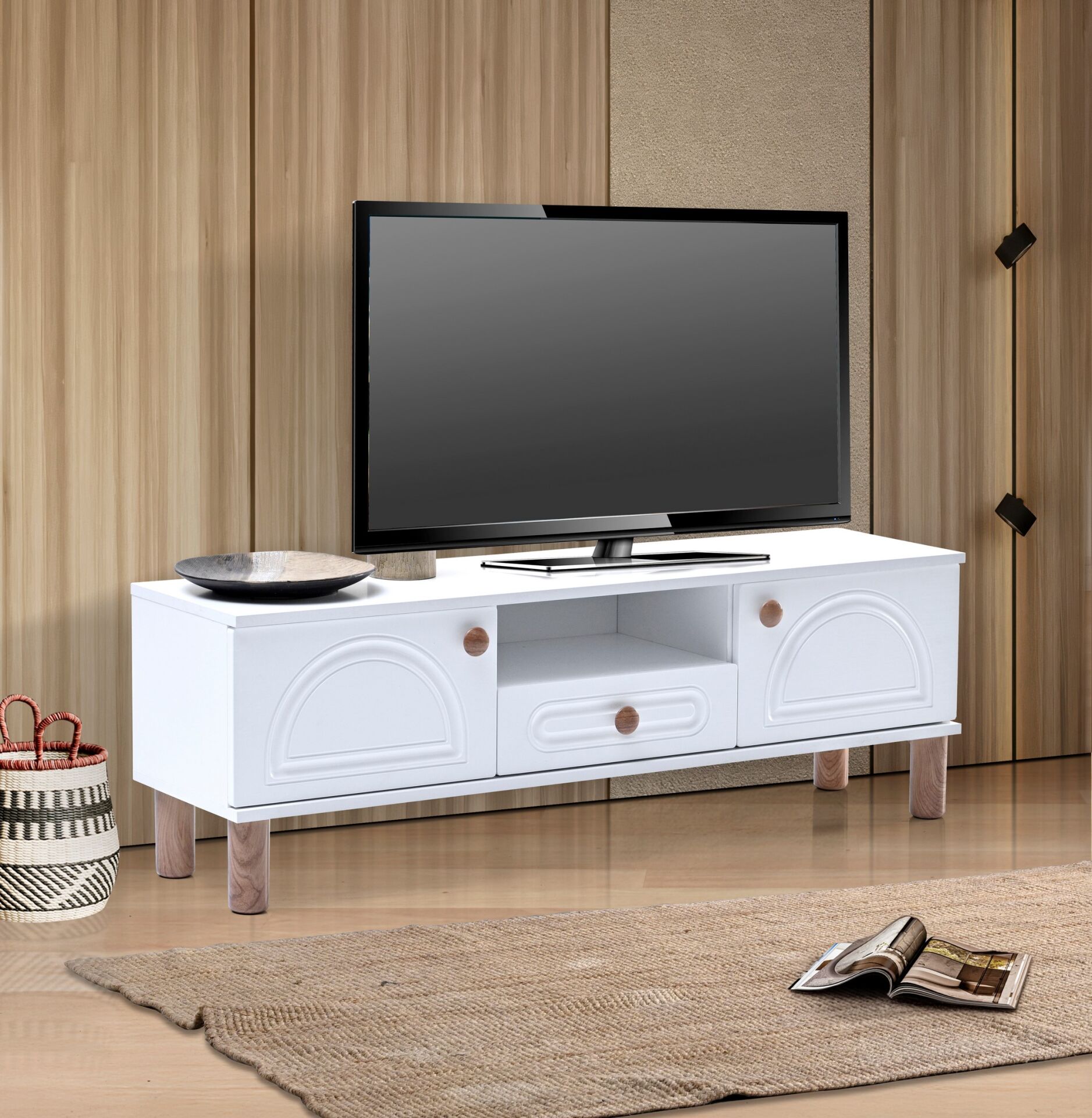 Aslan Bohem 160'lık Tv Sehpası Beyaz TN0572