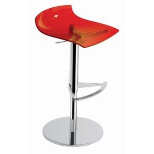 X-treme B  Kırmızı Transparan - Krom Kaplama Amortisörlü Metal Ayaklı Bar Sandalyesi PPT1559