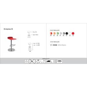 X-treme B  Şeffaf Transparan - Krom Kaplama Amortisörlü Metal Ayaklı Bar Sandalyesi PPT1560