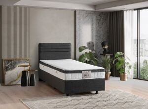 Polo Antrasit 100x200 Tek Kişilik Yatak, Baza, Başlık Seti MBL1024