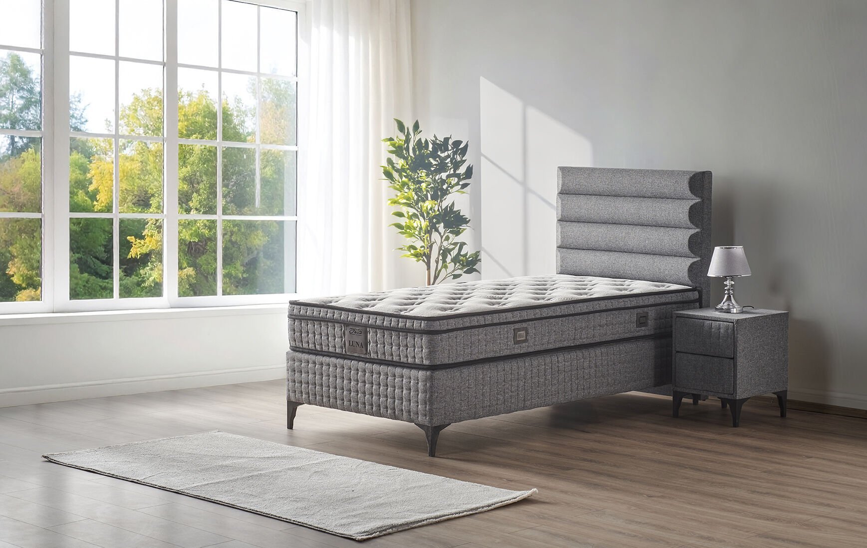 Luna 100x200 Tek Kişilik Yatak, Baza, Başlık Seti