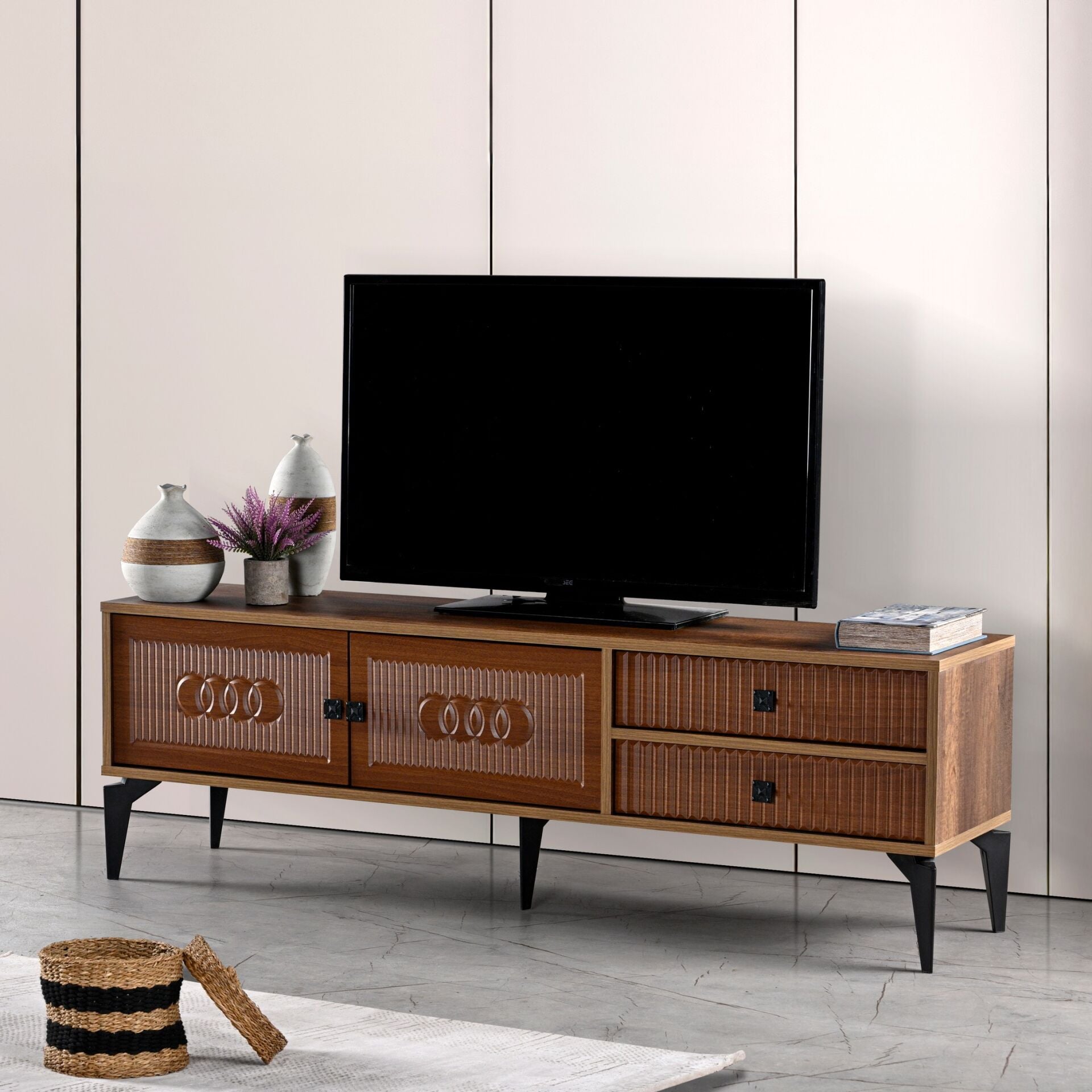 Aslan Inci 160 cm TV Stand Atlantic Pine - Walnut TN0581