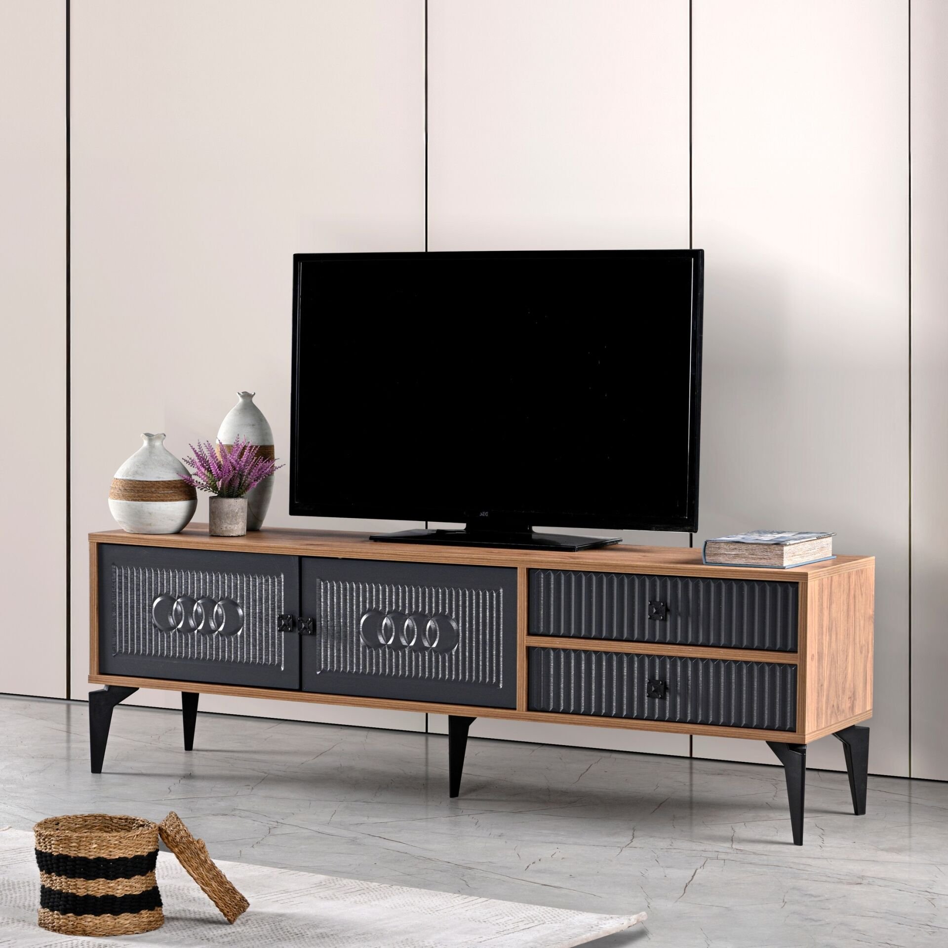 Aslan İnci 160'lık Tv Sehpası Atlantik Çam - Antrasit TN0582