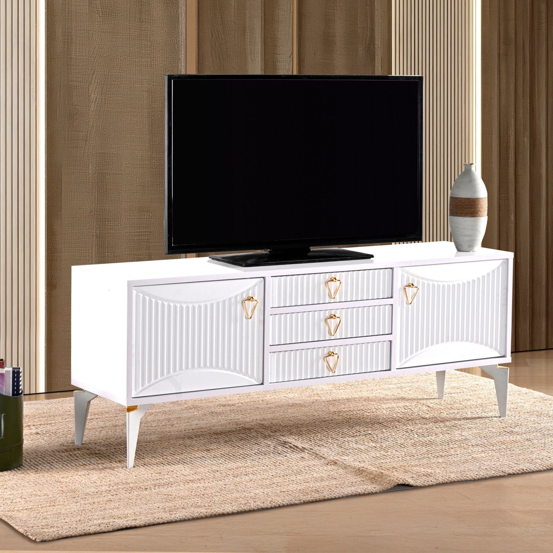 Aslan 3 Çekmeceli Tv Sehpası Beyaz TN0586