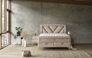 Niobe 150x200 Çift Kişilik Yatak, Baza, Başlık Seti