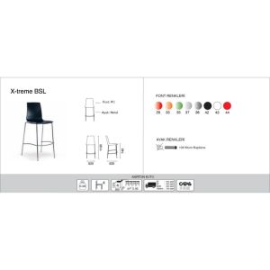 X-treme BSL Solid Siyah - Krom Kaplama Bar Sandalyesi PPT1574