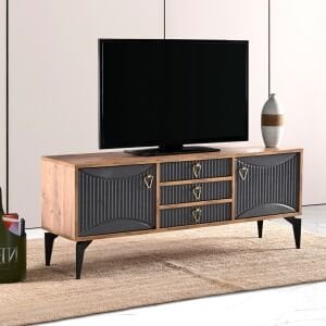 Aslan 3 Çekmeceli Tv Sehpası Atlantik Çam - Antrasit TN0588