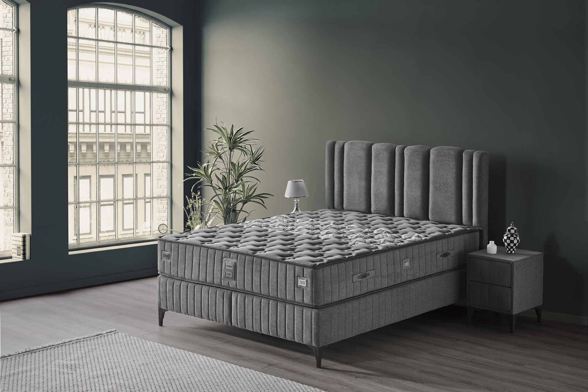 Optimum 150x200 Çift Kişilik Yatak, Baza, Başlık Seti