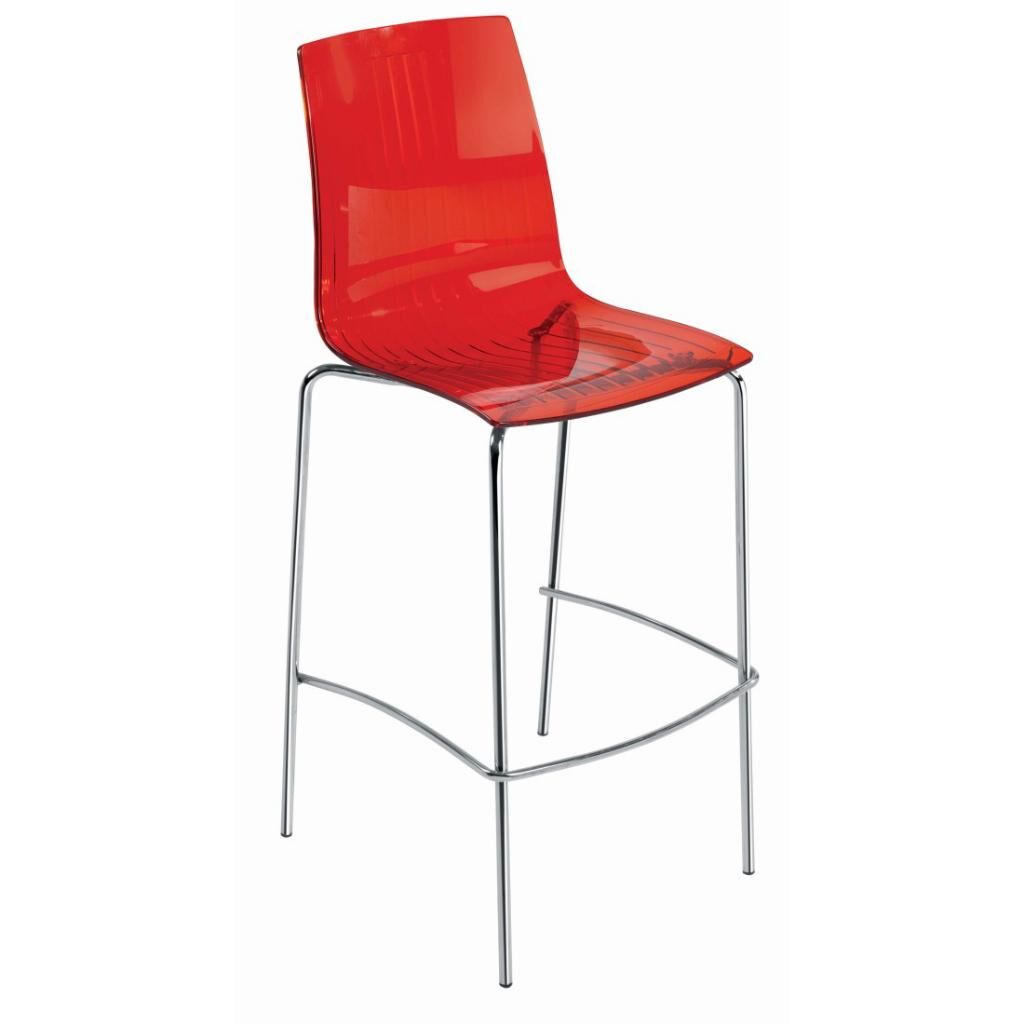 X-treme BSL Kırmızı Transparan - Krom Kaplama Bar Sandalyesi PPT1576