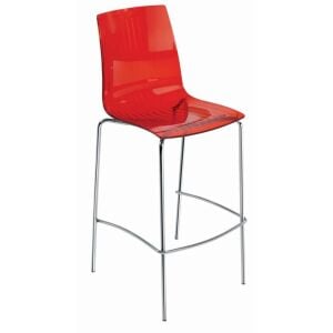 X-treme BSL Kırmızı Transparan - Krom Kaplama Bar Sandalyesi PPT1576