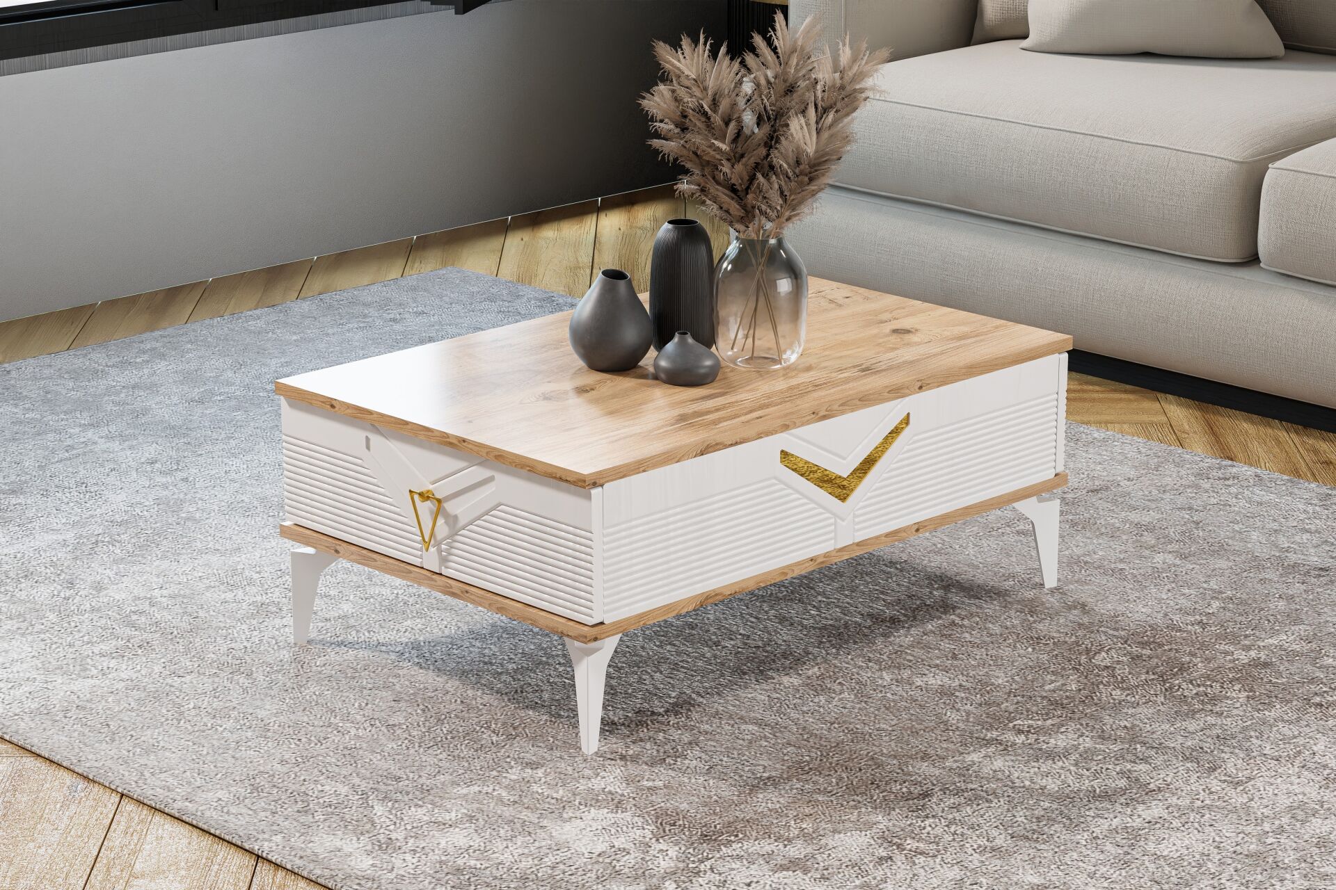 Elmas Orta Sehpa Atlantik Çam - Beyaz TN0605