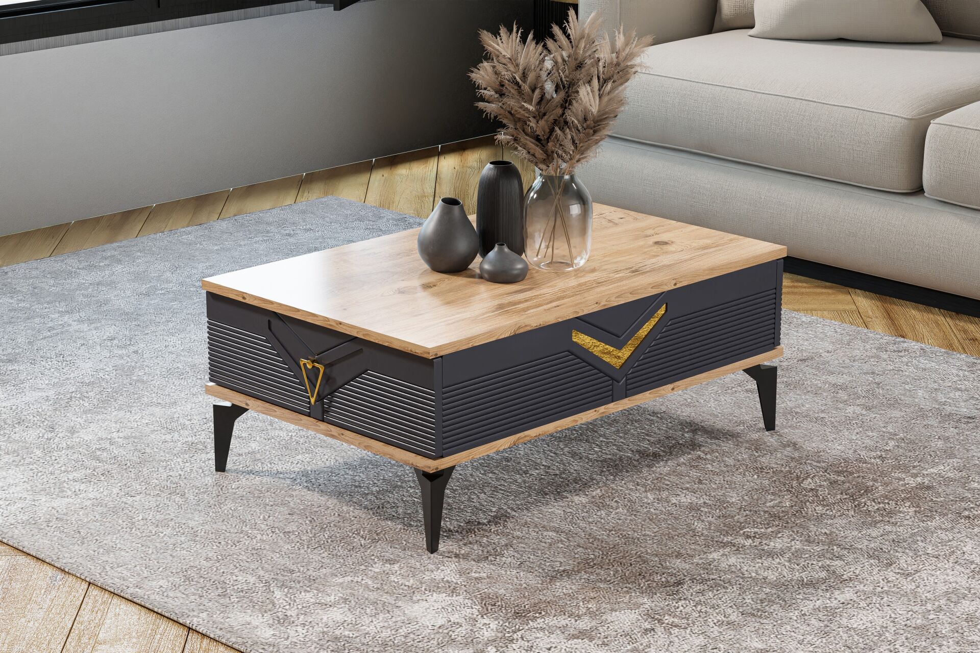 Elmas Orta Sehpa Atlantik Çam - Antrasit TN0607