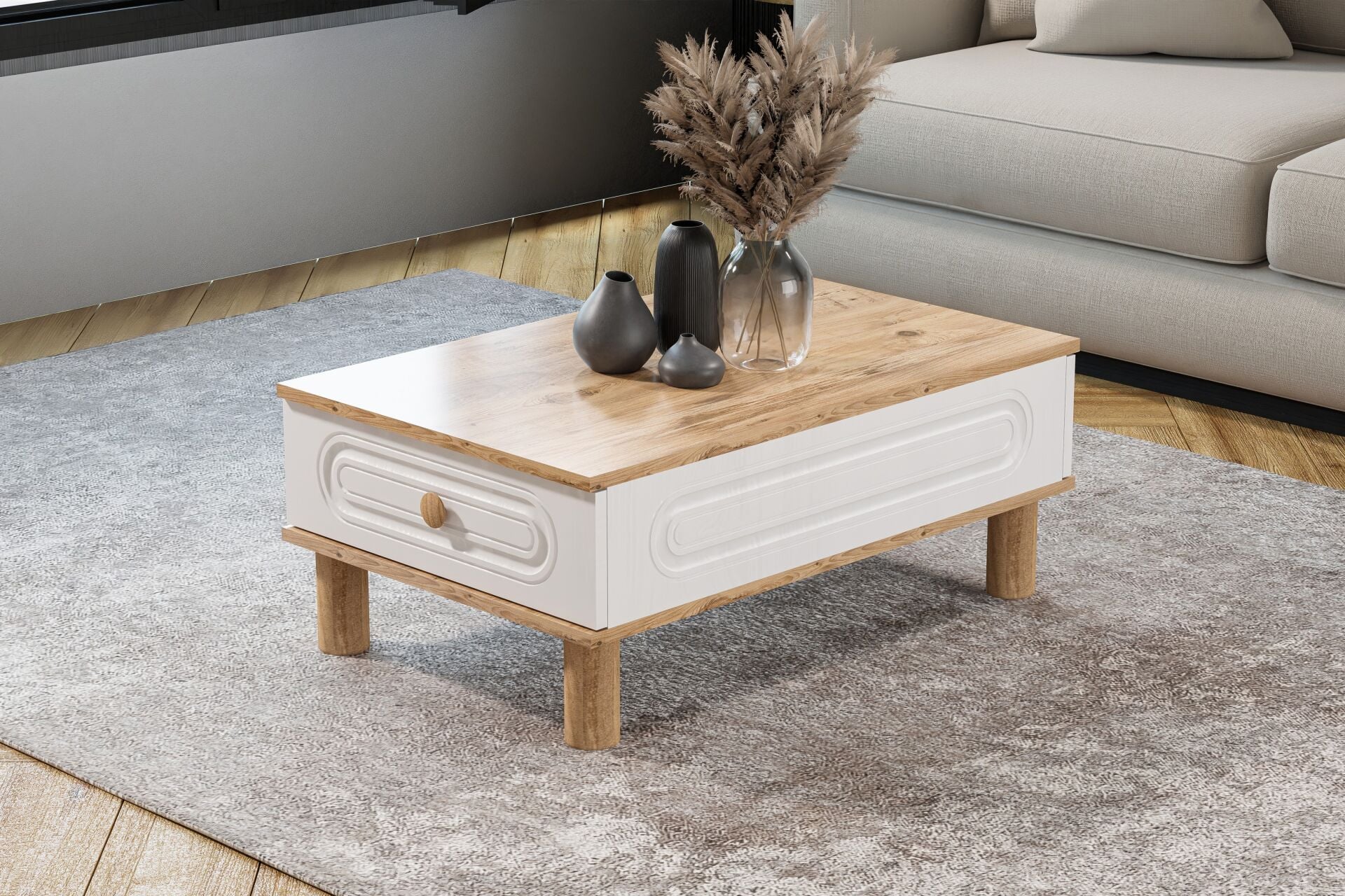 Bohem Orta Sehpa Atlantik Çam - Beyaz TN0608