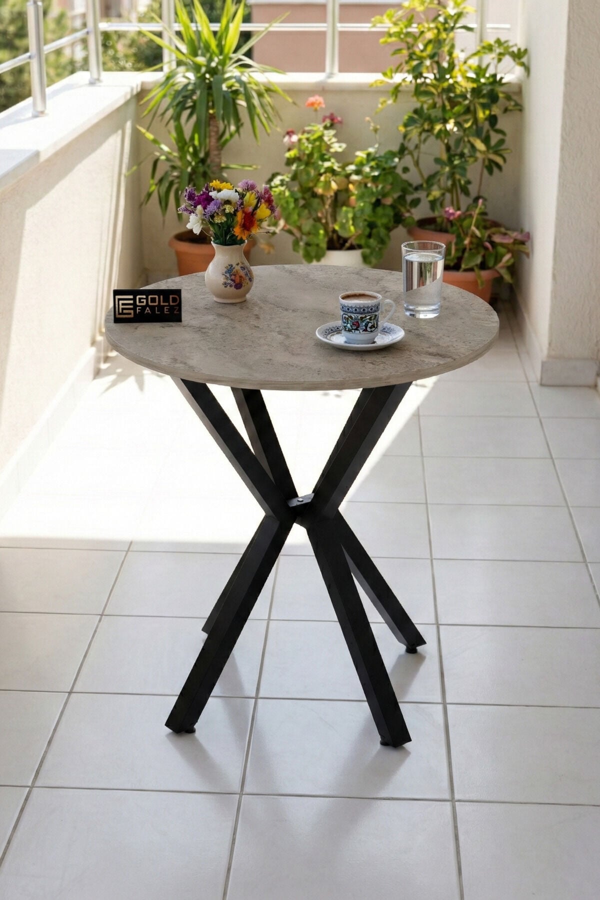 MD Travertine Ecru Round Table 70 cm