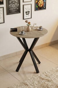 MD Yuvarlak Masa Traverten Ekru 70 cm
