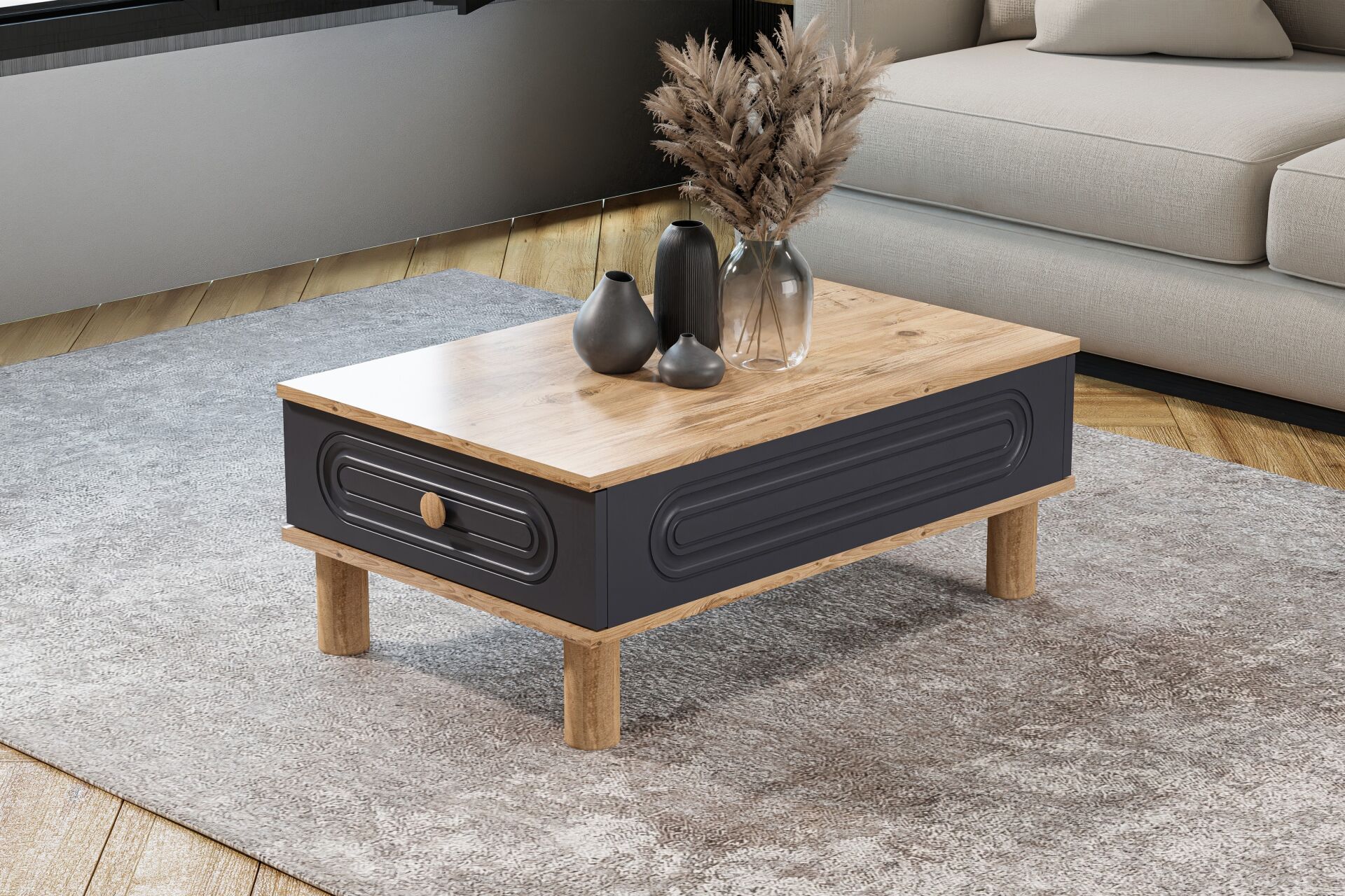 Bohem Orta Sehpa Atlantik Çam - Antrasit TN0610