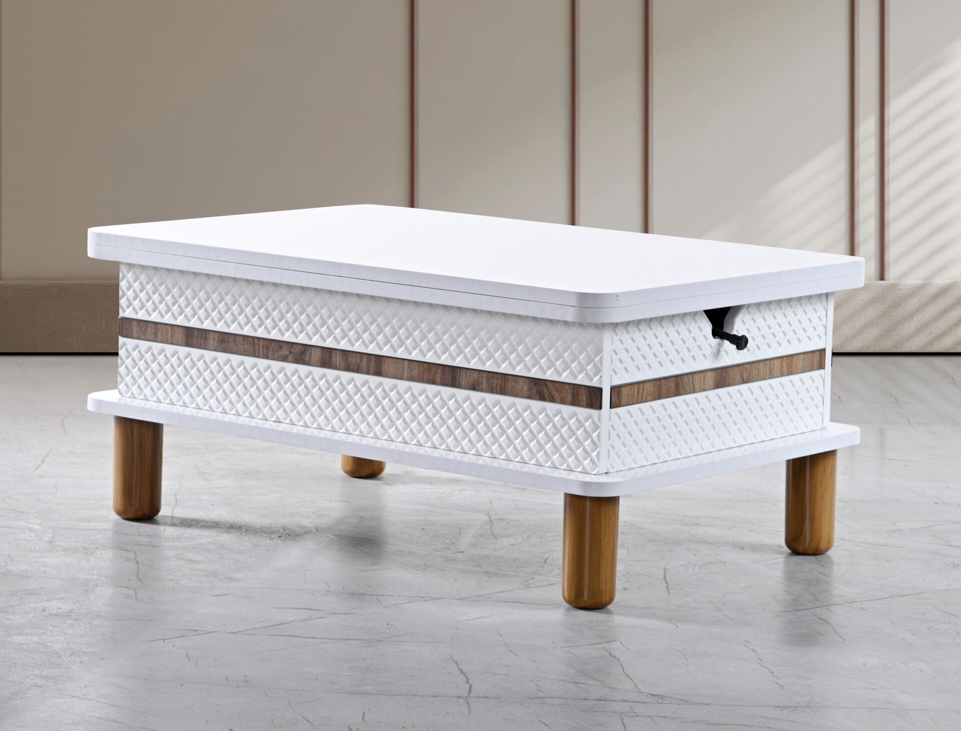 Bohem Asansörlü Akıllı Sehpa Beyaz TN0611