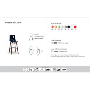 X-treme BSL Wox (iroko) Solid Siyah - Iroko Ahşap Ayaklı Bar Sandalyesi PPT1599