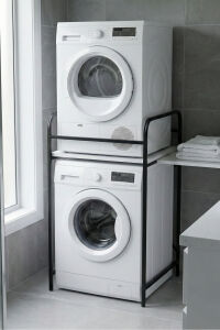 MD Çamaşır Makinesi Rafı Metal Siyah 66 cm