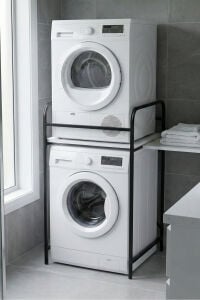 MD Çamaşır Makinesi Rafı Metal Siyah 66 cm