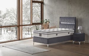 Silver 90x190 Tek Kişilik Yatak, Baza, Başlık Seti