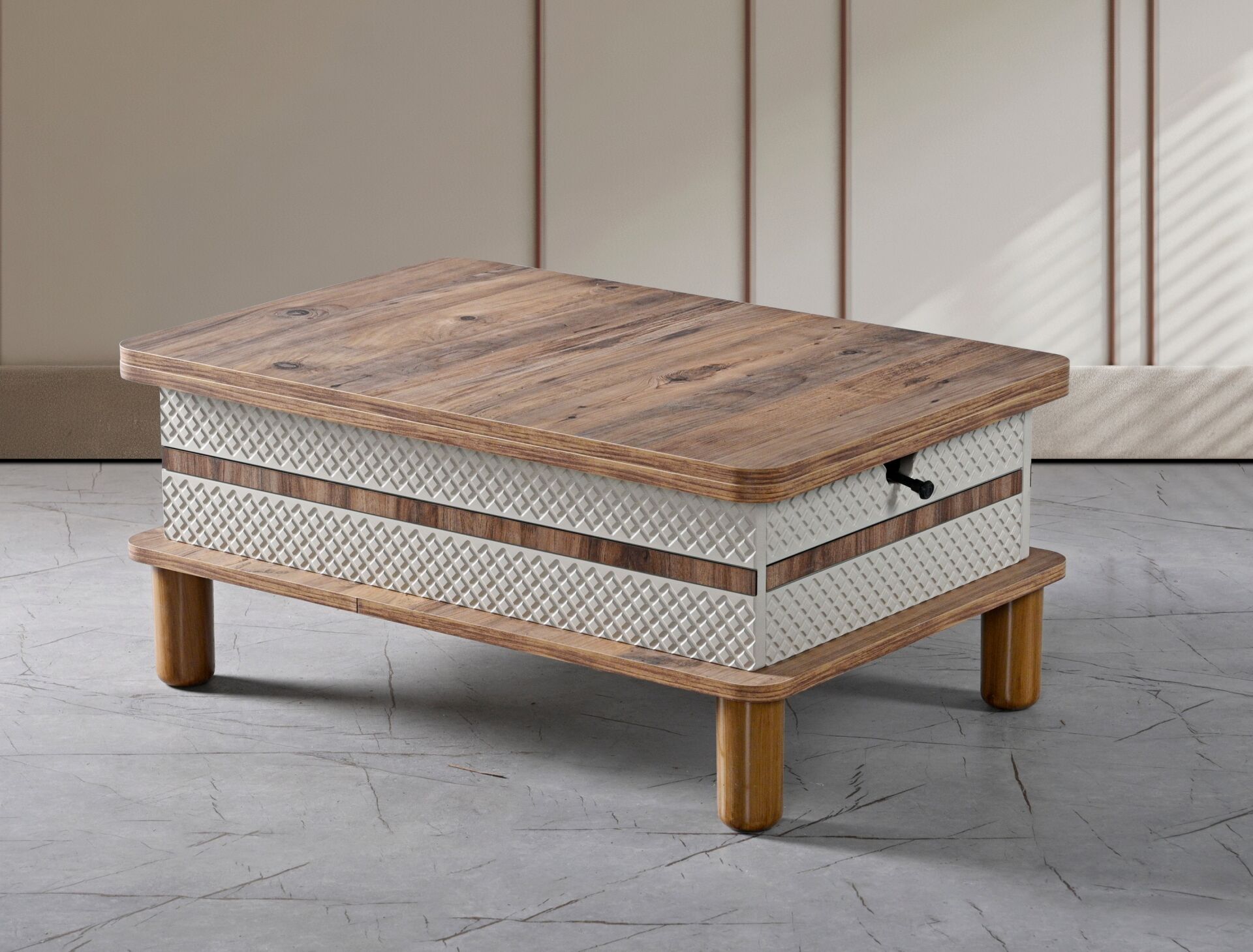 Bohem Asansörlü Akıllı Sehpa Krem TN0614