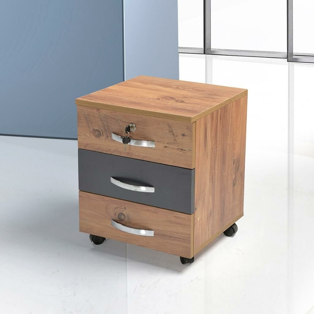 MD 3-Drawer Lockable Pedestal Atlantic Pine SHM421
