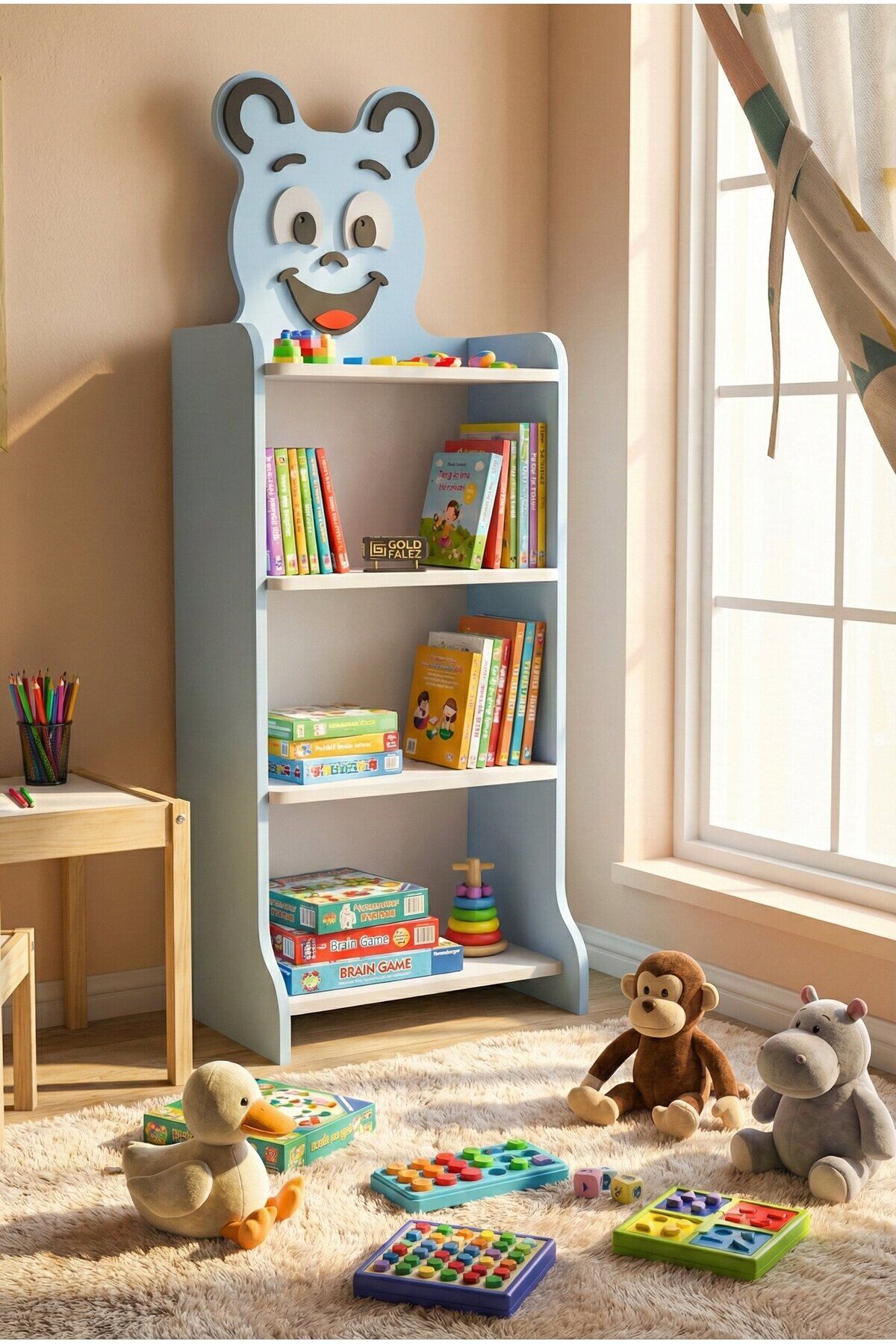 MD Happy Face Children's Bookcase, Blue