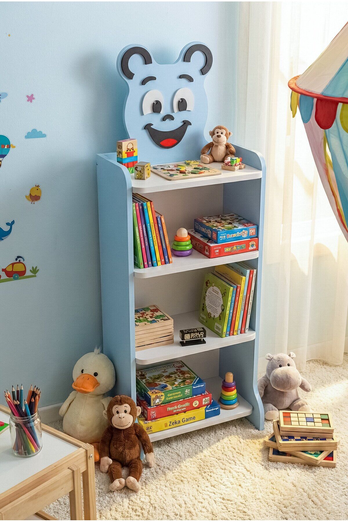 MD Happy Face Children's Bookcase, Blue