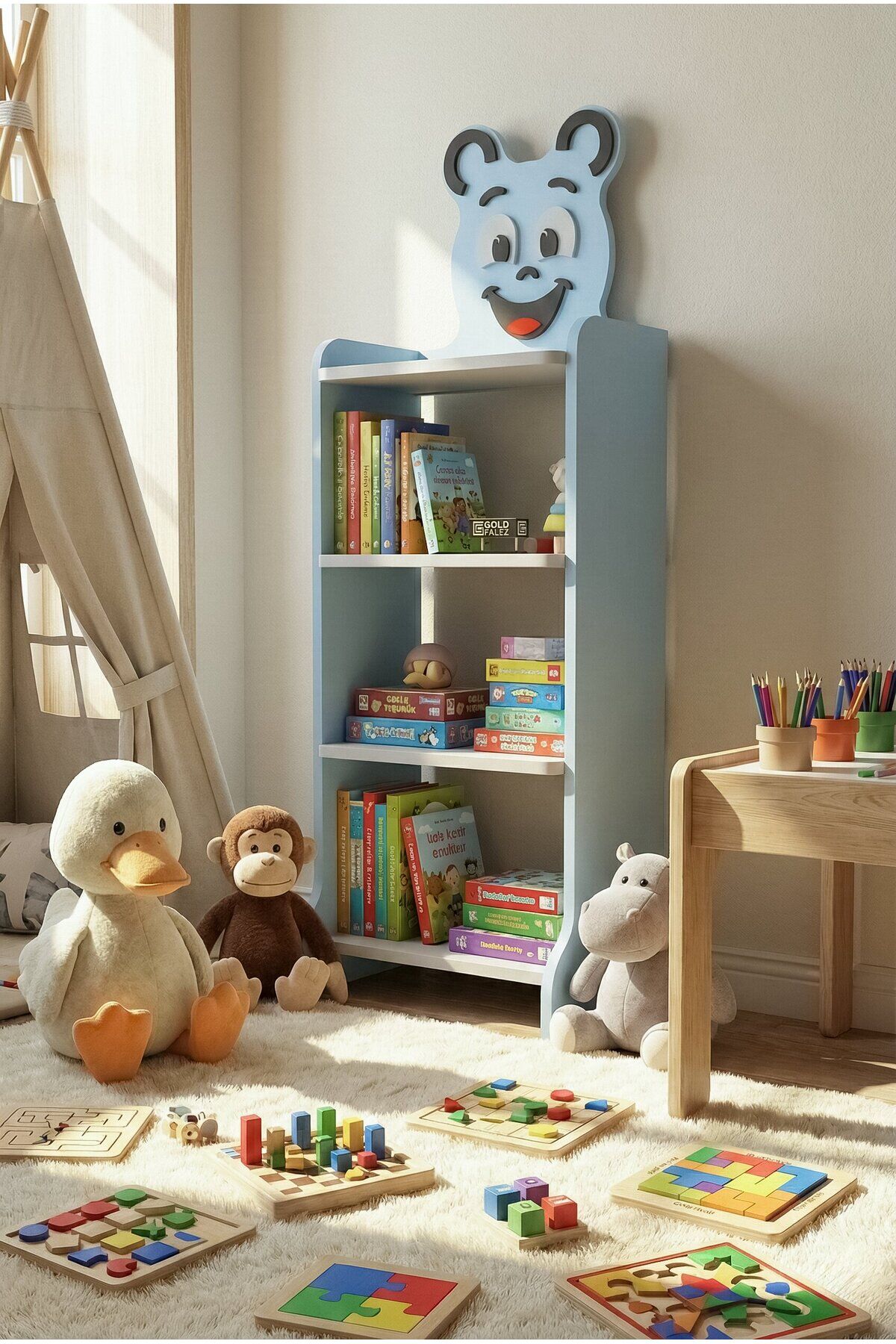 MD Happy Face Children's Bookcase, Blue