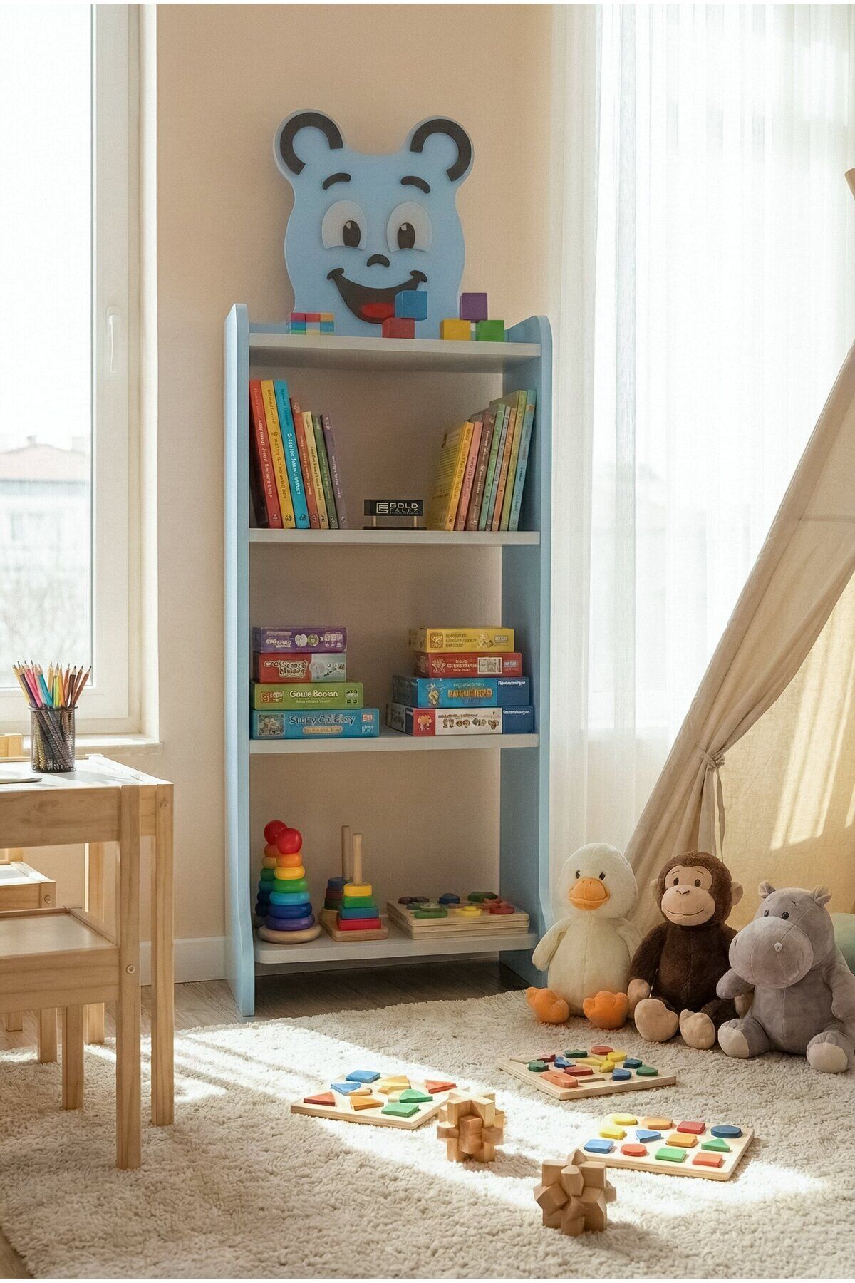 MD Happy Face Children's Bookcase, Blue