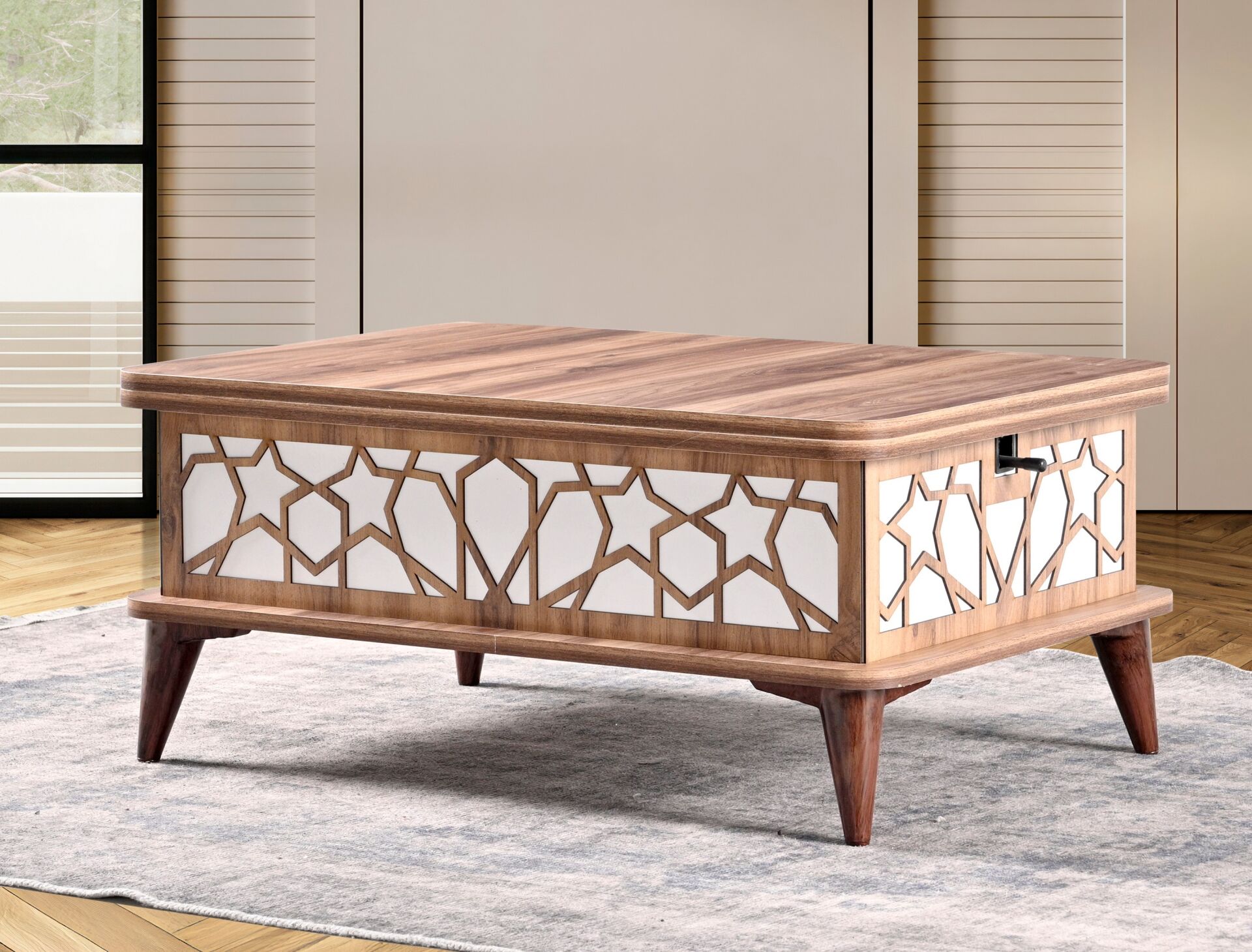 Asansörlü Akıllı Sehpa Atlantik Çam - Beyaz TN0617