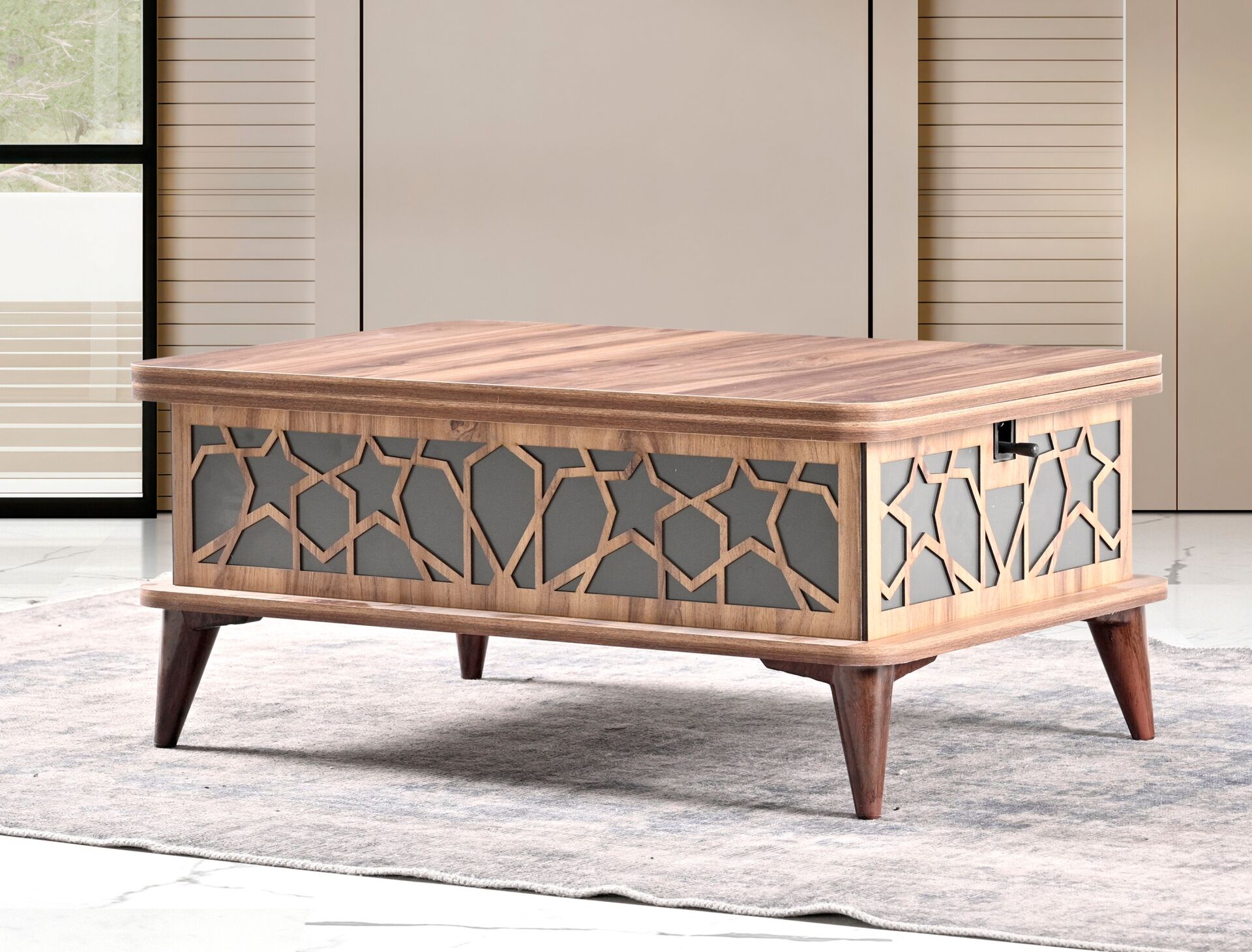 Asansörlü Akıllı Sehpa Atlantik Çam - Antrasit TN0619