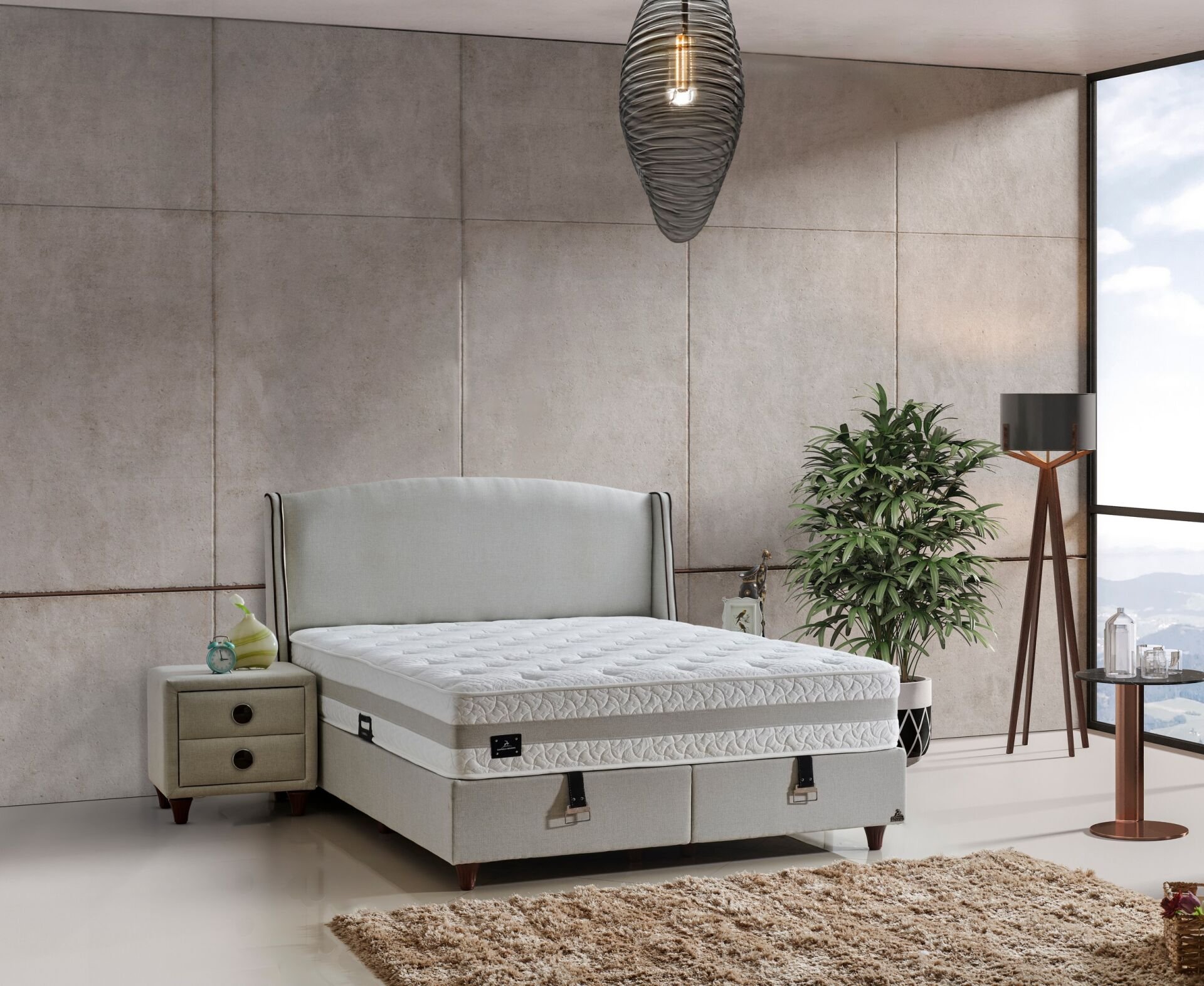 Monza 180x200 Çift Kişilik Yatak, Baza, Başlık Seti CP1026