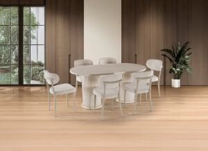 Bohem 6 Sandalyeli % 100 MDF Masa Takımı Traverten TN0620