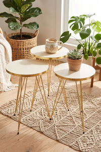 Zigon Sehpa Gold Krem Tel