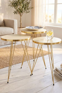 Zigon Sehpa Gold Krem Tel