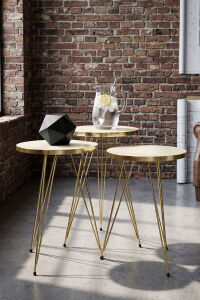 Zigon Sehpa Gold Krem Tel