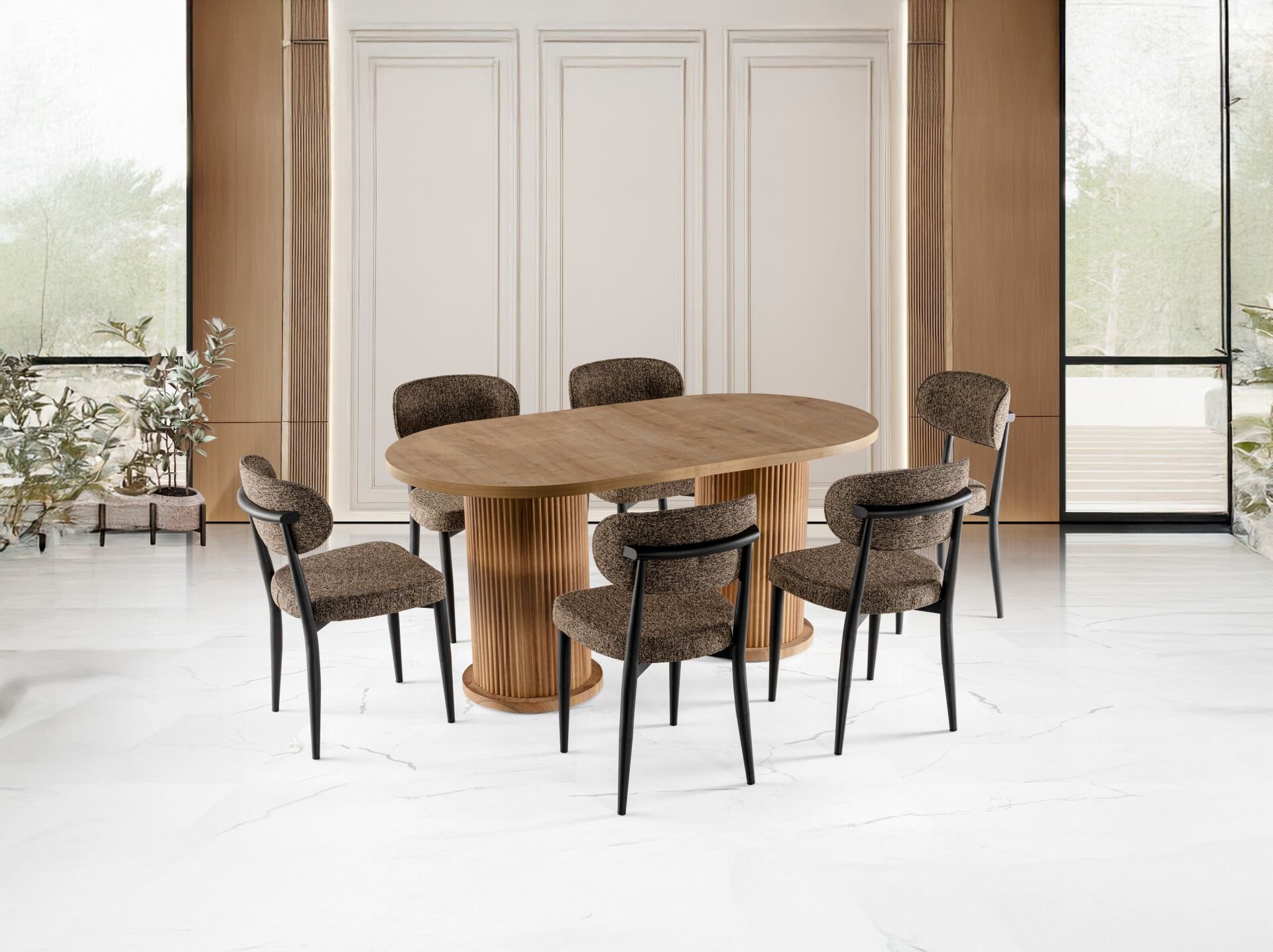 Bohem 6 Sandalyeli % 100 MDF Masa Takımı Atlantik Çam TN0621