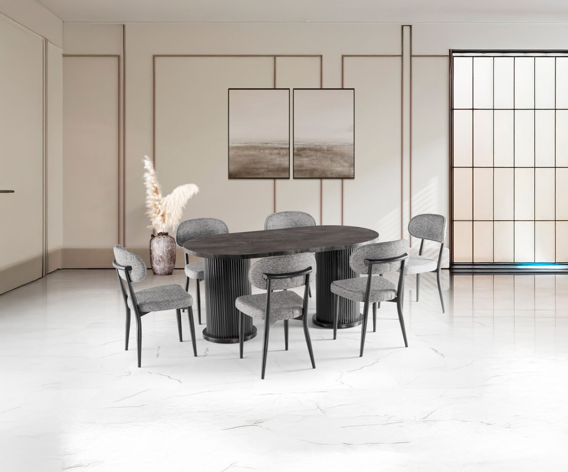 Bohem 6 Sandalyeli % 100 MDF Masa Takımı İroni TN0622