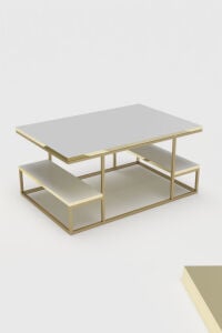 MD Delux Orta Sehpa Gold Beyaz 90x60 cm