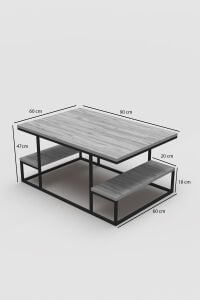 MD Delux Orta Sehpa Gold Beyaz 90x60 cm