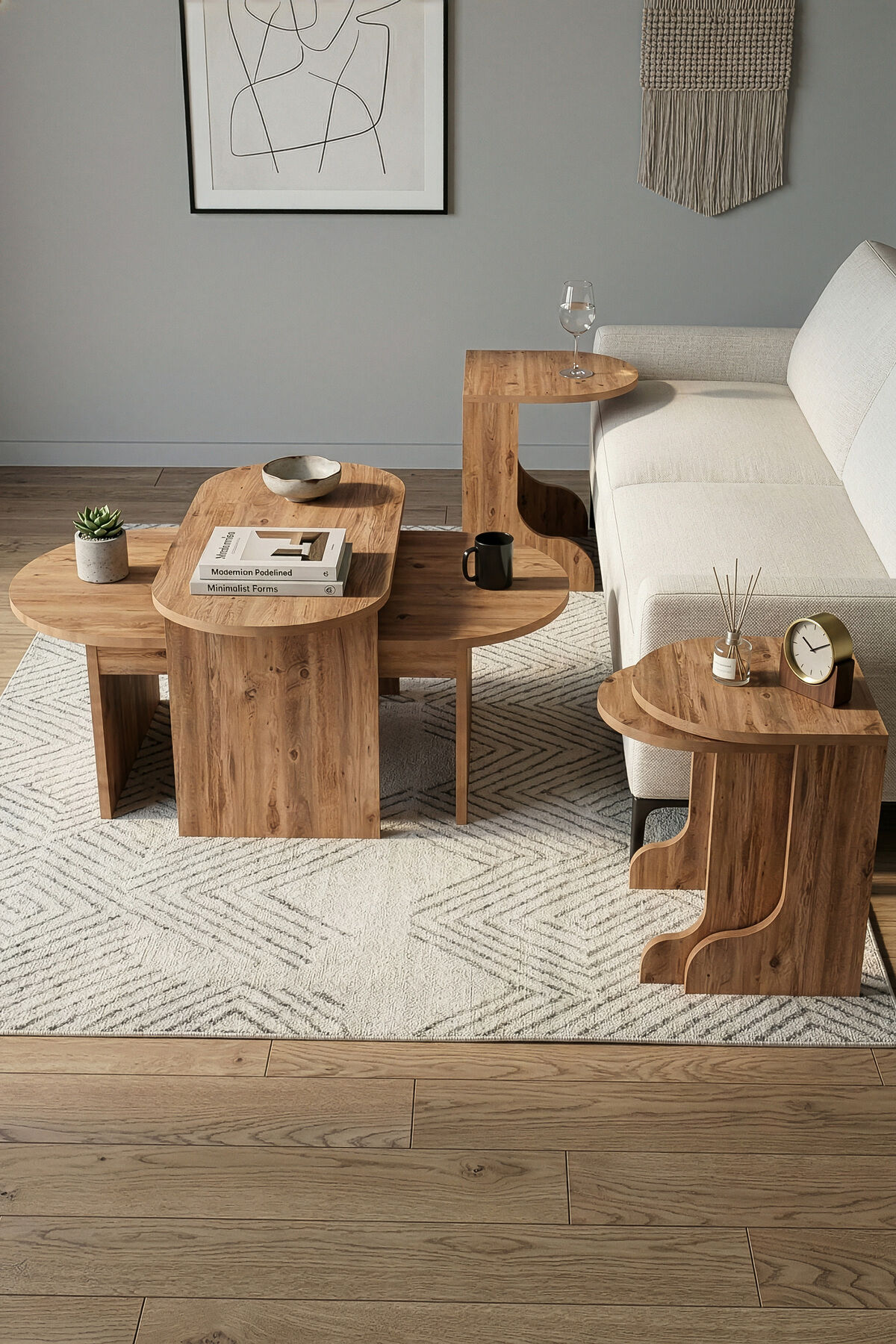 MD Setro Coffee and Nesting Table Set Brown 100x50