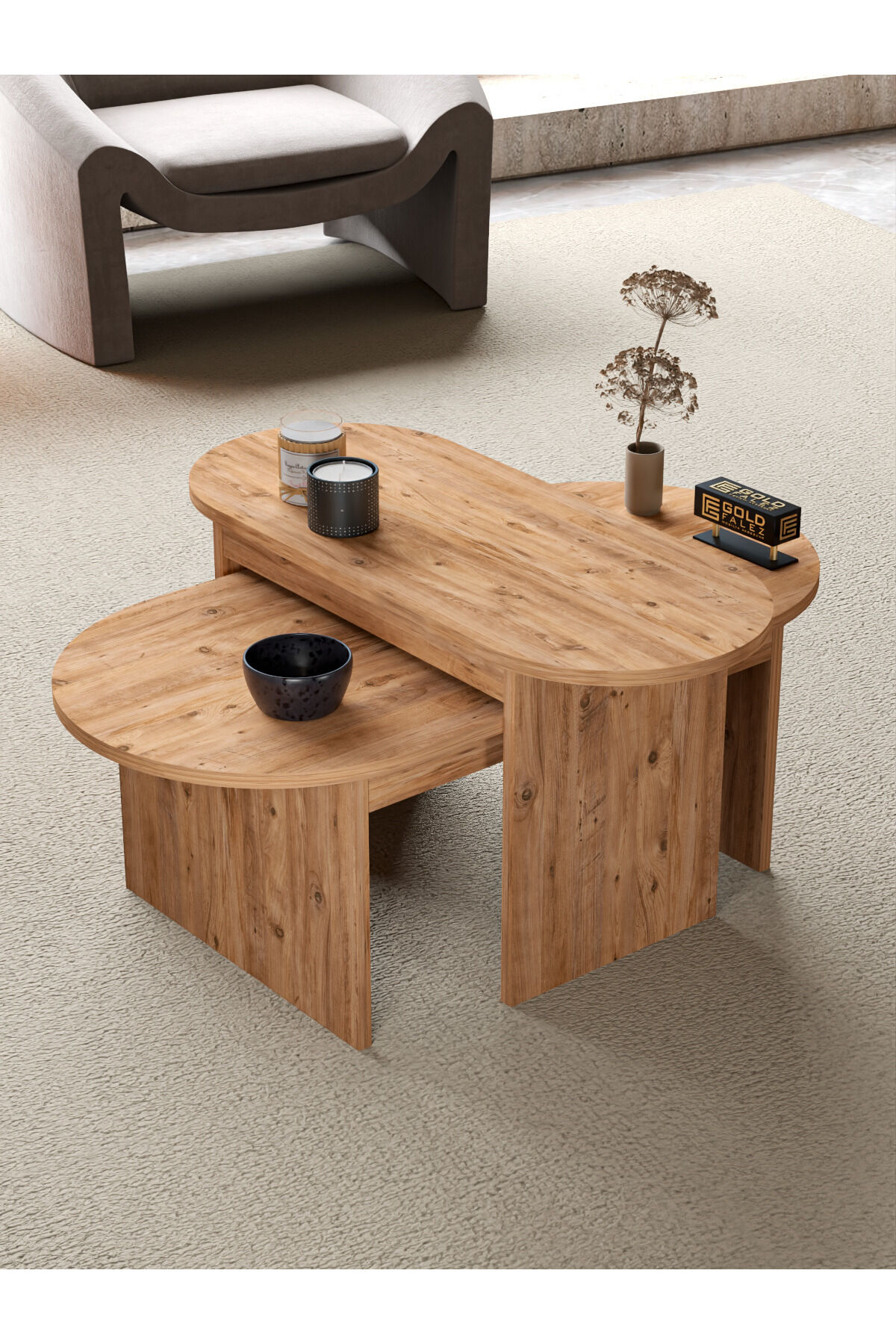 MD Setro Coffee and Nesting Table Set Brown 100x50