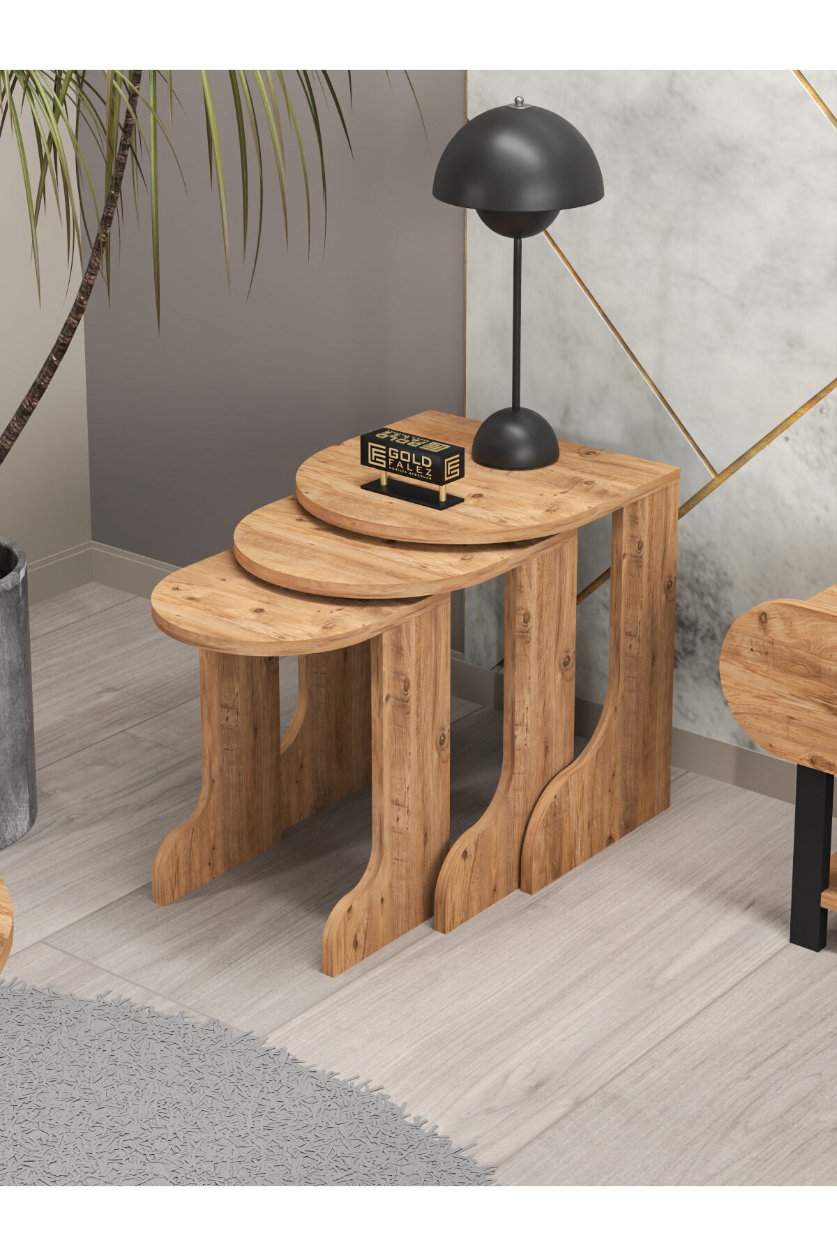 MD Setro Coffee and Nesting Table Set Brown 100x50